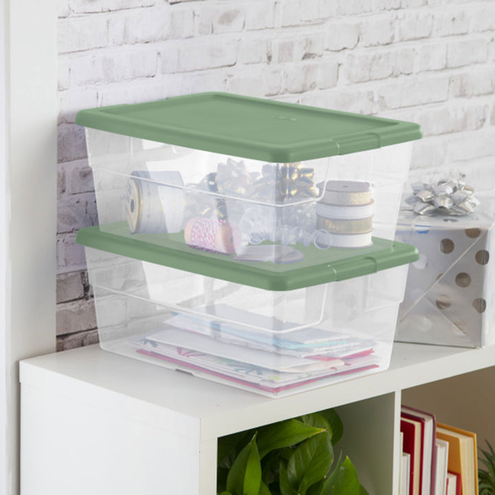 Sterilite 16 Qt Clear Plastic Storage Tote Home Organizer Bins with Lid (2 Pack) - VMInnovations