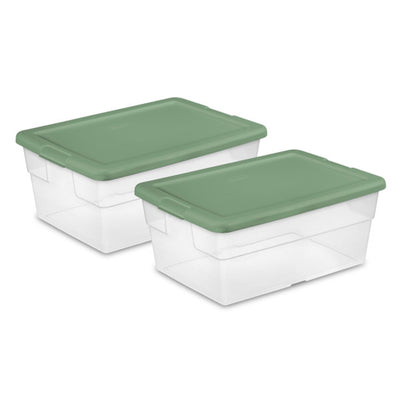 Sterilite 16 Qt Clear Plastic Storage Tote Home Organizer Bins w/Lid (24 Pack)