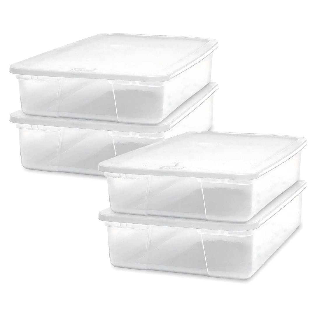 Homz 28 Qt Snaplock Clear Plastic Storage Container Bin with Secure Lid (4 Pack)