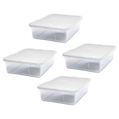 Homz 28 Qt Snaplock Clear Plastic Storage Container Bin with Secure Lid (4 Pack)
