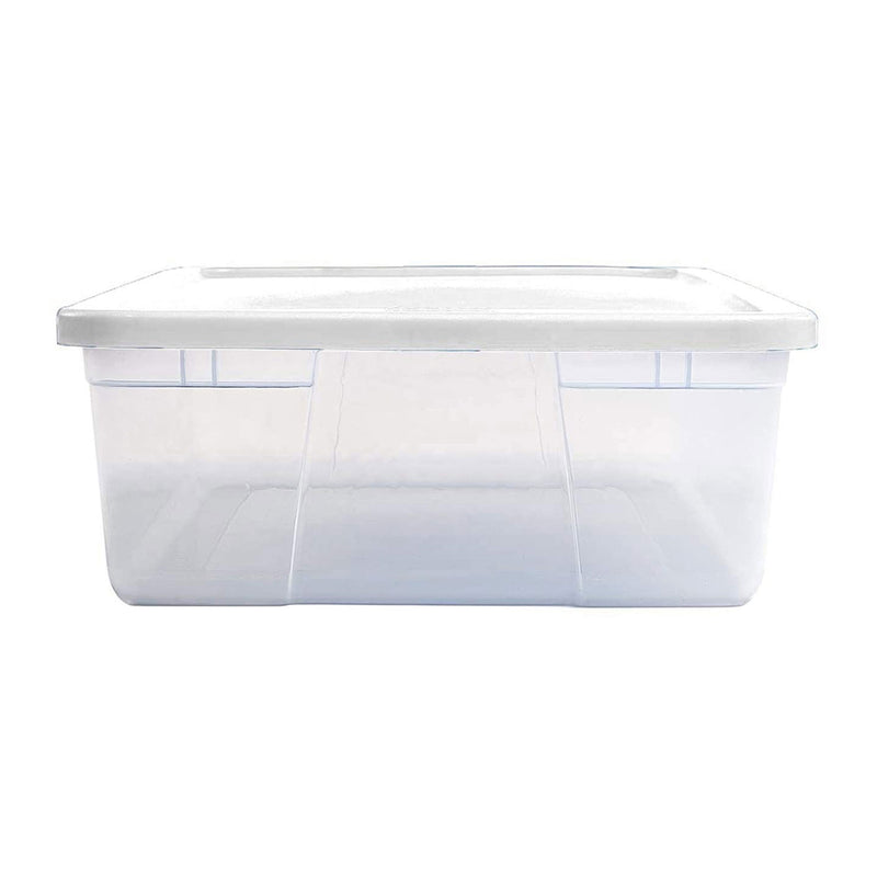 Homz 28 Qt Snaplock Clear Plastic Storage Container Bin with Secure Lid (4 Pack)
