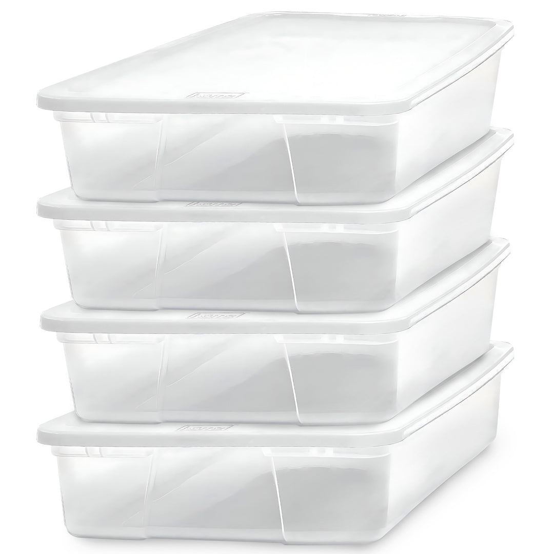 Homz 28 Qt Snaplock Clear Plastic Storage Container Bin with Secure Lid (4 Pack)