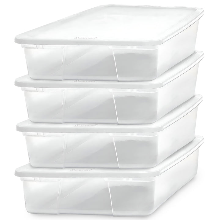 Homz 28 Qt Snaplock Clear Plastic Storage Container Bin with Secure Lid (4 Pack)