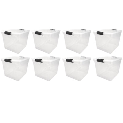Homz Secure Latch Large Clear Stackable Storage Container Bin, 31 Quart (8 Pack)