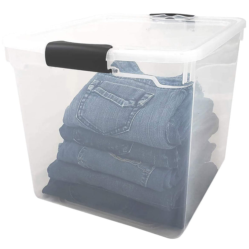 Homz Secure Latch Large Clear Stackable Storage Container Bin, 31 Quart (8 Pack)