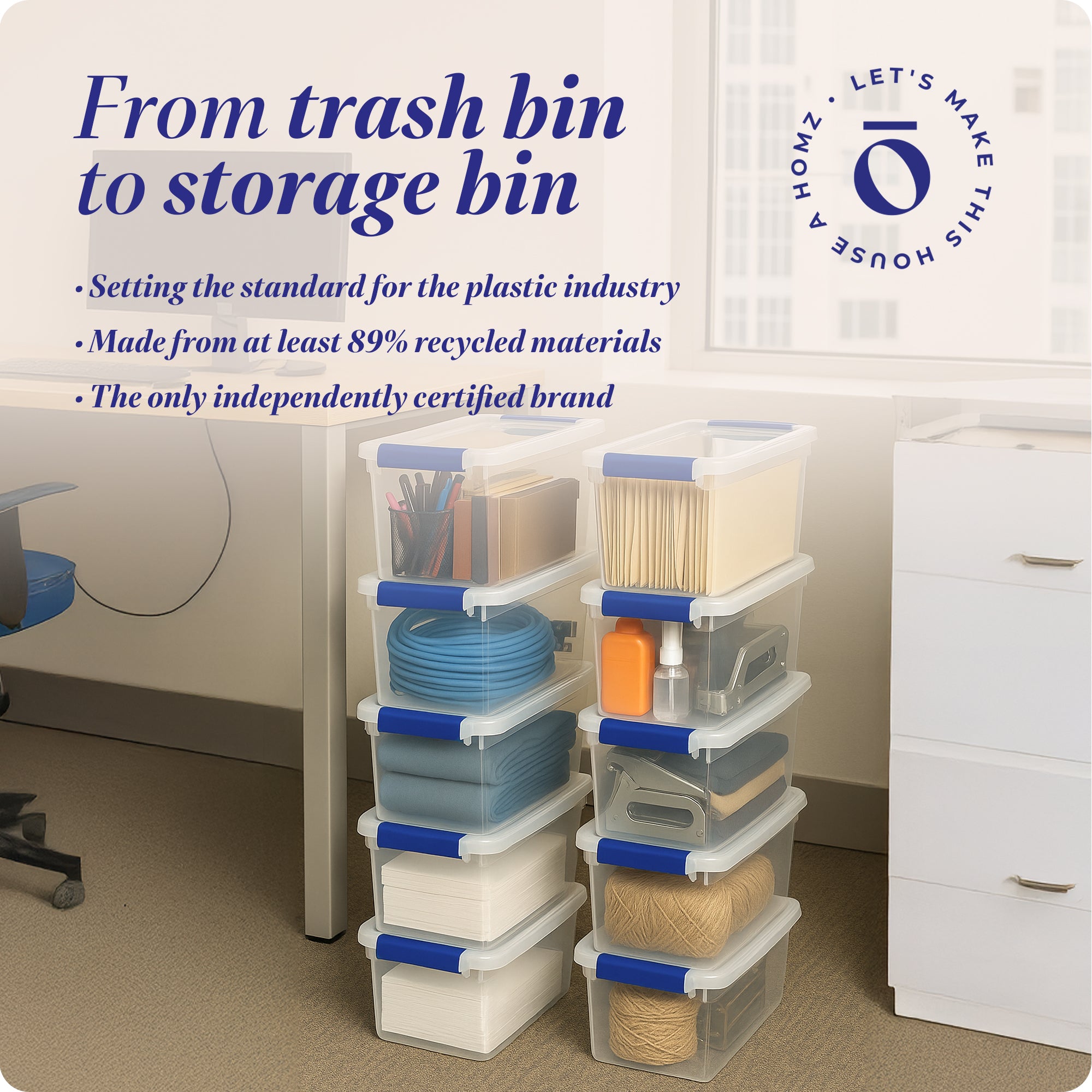 Homz 7.5 Quart Secure Latching Clear Plastic Stackable Storage Container,10 Pack - VMInnovations