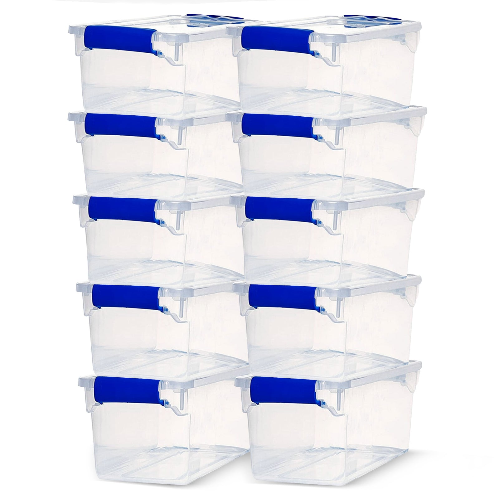Homz 7.5 Quart Secure Latching Clear Plastic Stackable Storage Container,10 Pack - VMInnovations
