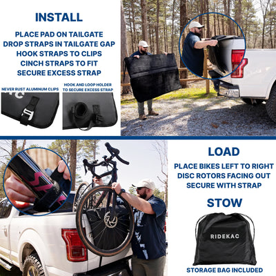 KAC Mid-Size and Compact Truck Tailgate Pad for 5 Bikes with 2 Storage Pockets