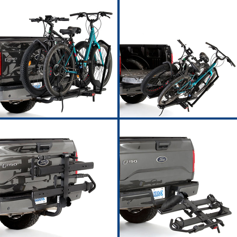 KAC C2 Premium 2" Hitch Mounted 2-Bike Bike Rack with Locking Mechanism, Black