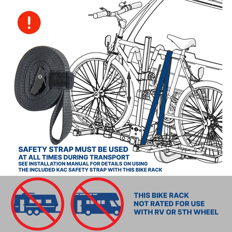 KAC Heavy Duty Hitch Mounted Bike Rack w/Locking Mechanism, Black (Open Box)