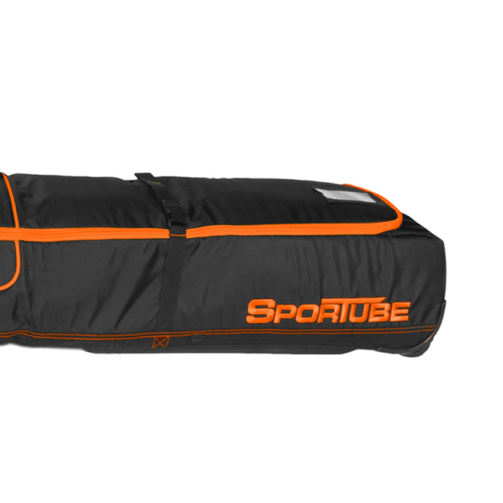 Sportube Wheeled Padded 3 Pair Ski Shield/2 Snowboard Luggage Bag, Black/Orange