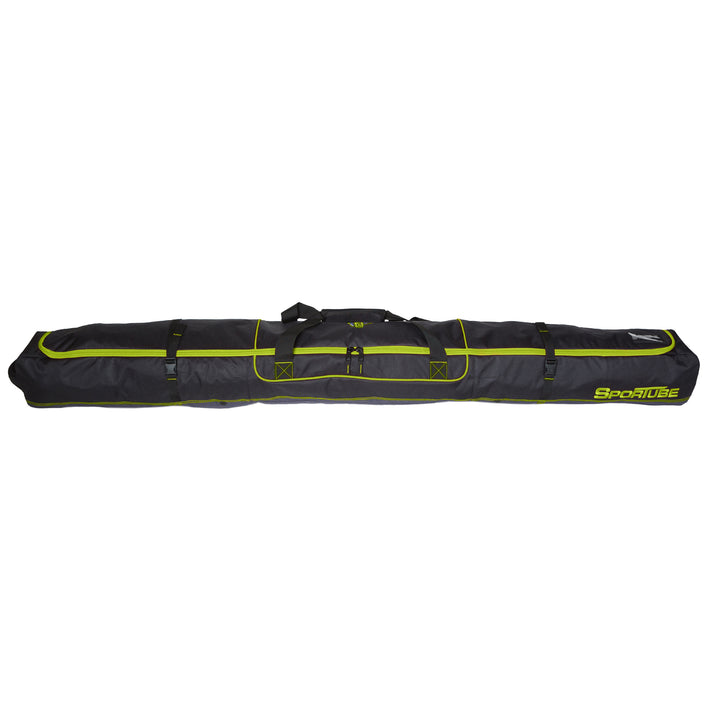 Sportube Traveler Padded 6 Foot Single Pair Ski & Pole Luggage Bag, Black/Green