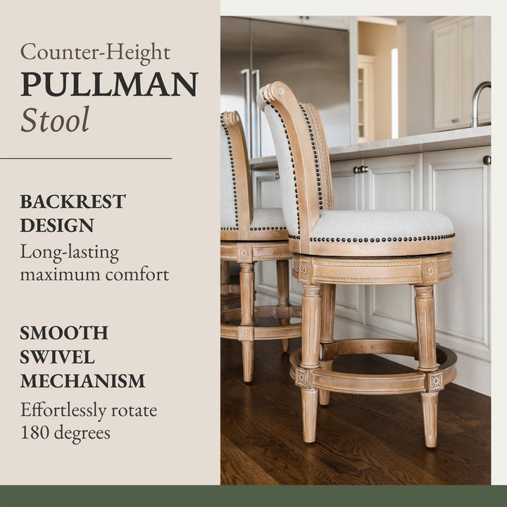 Maven Lane Pullman Swivel Stool, Weathered Oak, Counter Height (Used) (2 Pack) - VMInnovations