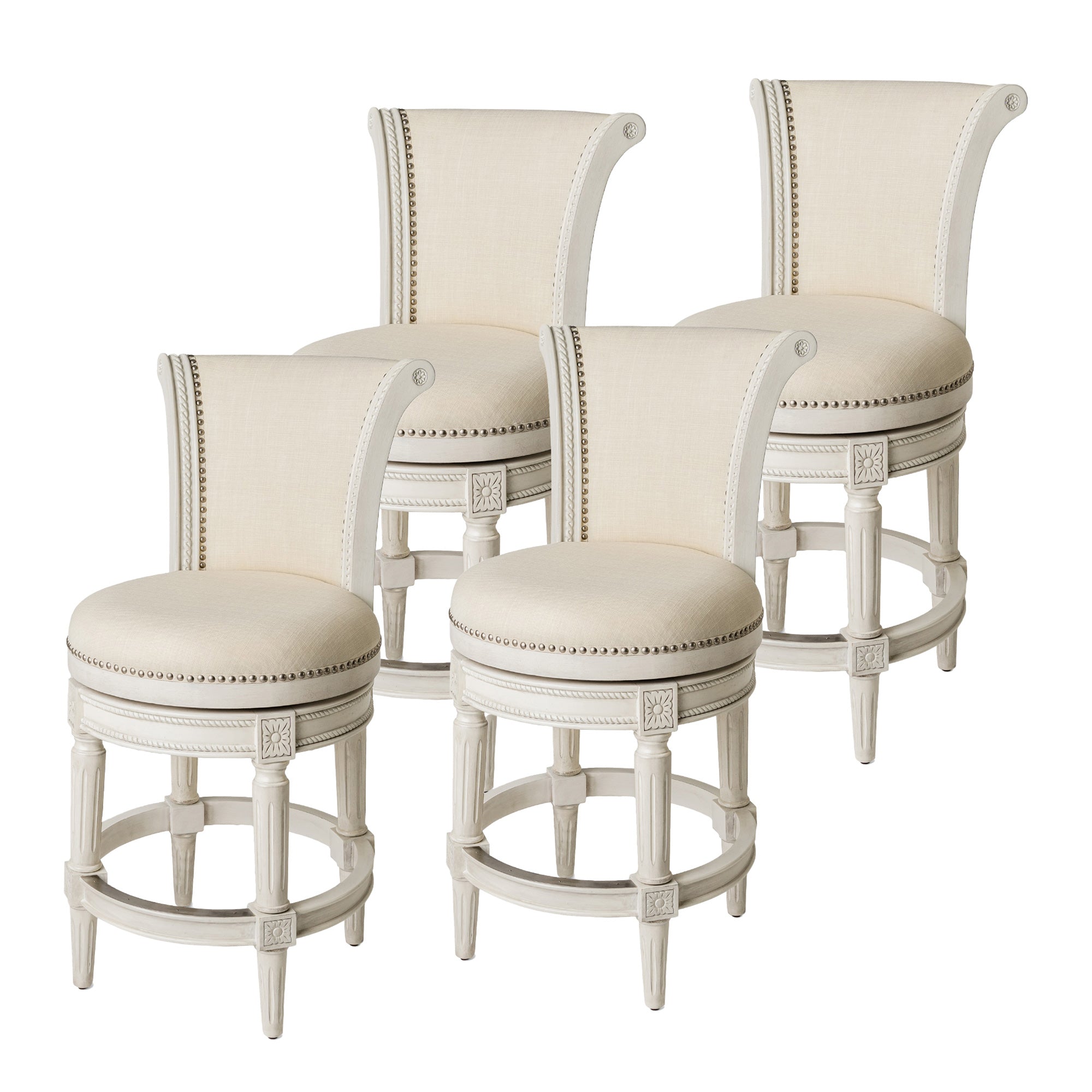 Maven Lane Wooden Swivel Counter Stool 25"H, Brushed White Oak (For Parts) (4Pk) - VMInnovations