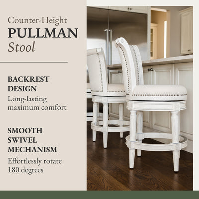 Maven Lane Wooden Swivel Counter Stool 25"H, Brushed White Oak (For Parts) (4Pk)