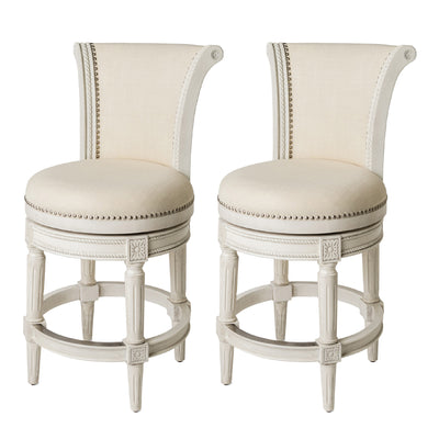 Maven Lane Pullman Swivel Bar Stool White Oak, Counter Height,Open Box (2 Pack) - VMInnovations