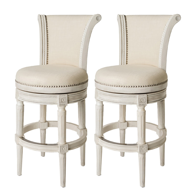 Maven Lane Pullman Swivel Bar Stool, White Oak, Bar Height (Open Box) (2 Pack)