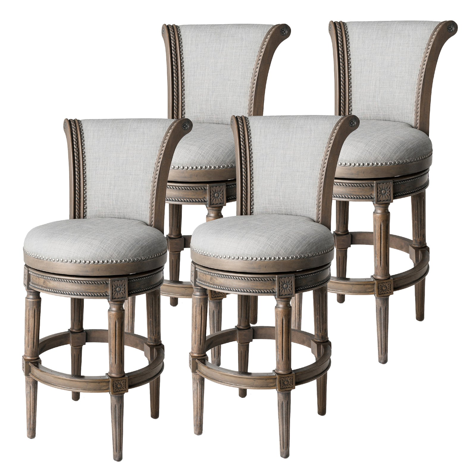 Maven Lane Pullman Swivel Stool, Reclaimed Oak, Bar Height (Open Box) (4 Pack) - VMInnovations