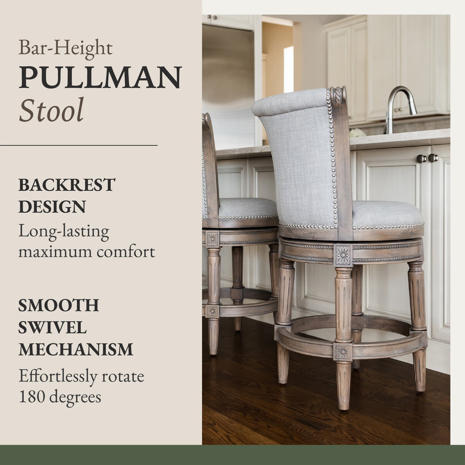 Maven Lane Pullman Swivel Bar Stool, Reclaimed Oak, Bar Height (Used) (4 Pack) - VMInnovations