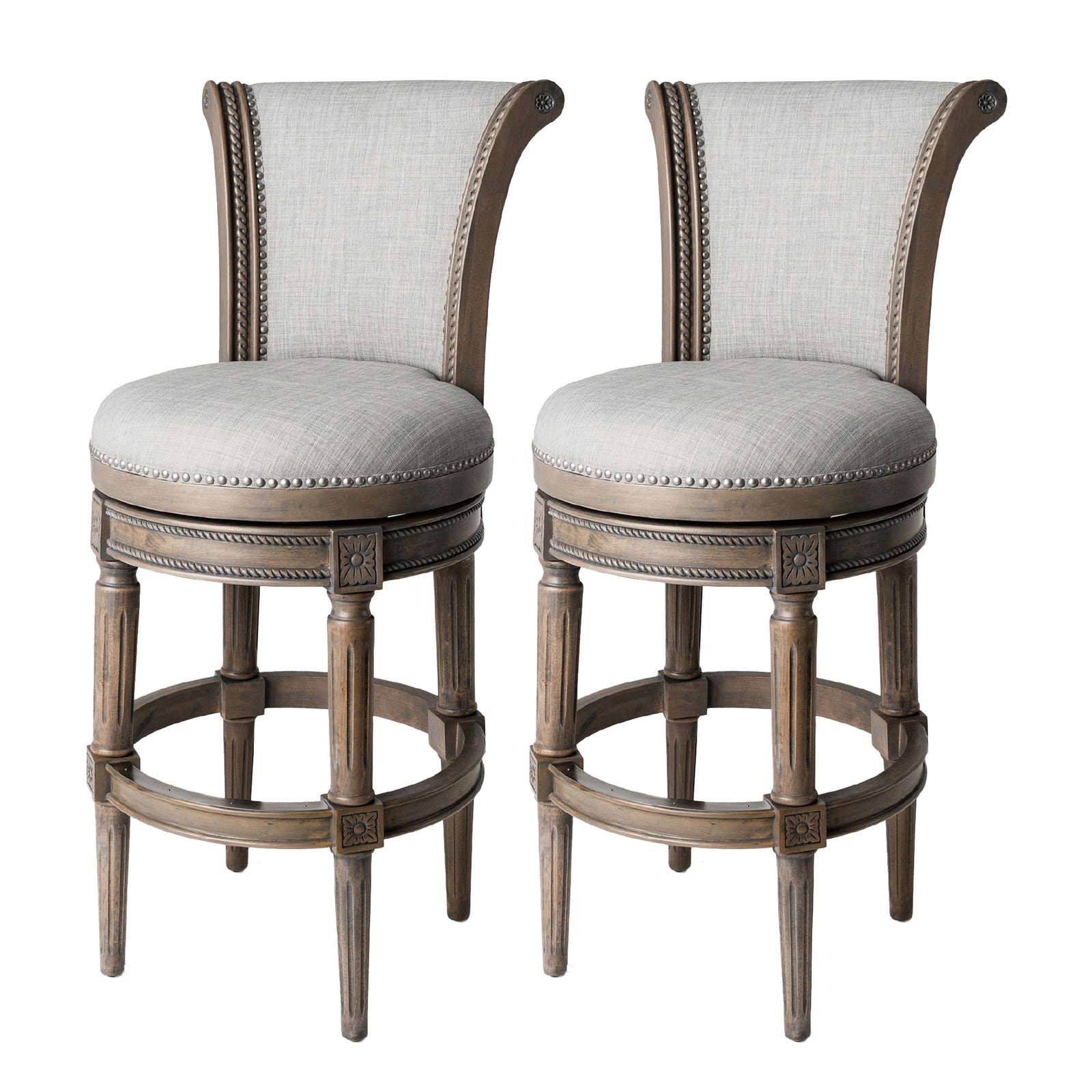 Maven Lane Pullman Swivel Bar Stool, Reclaimed Oak, Bar Height (Used) (2 Pack) - VMInnovations