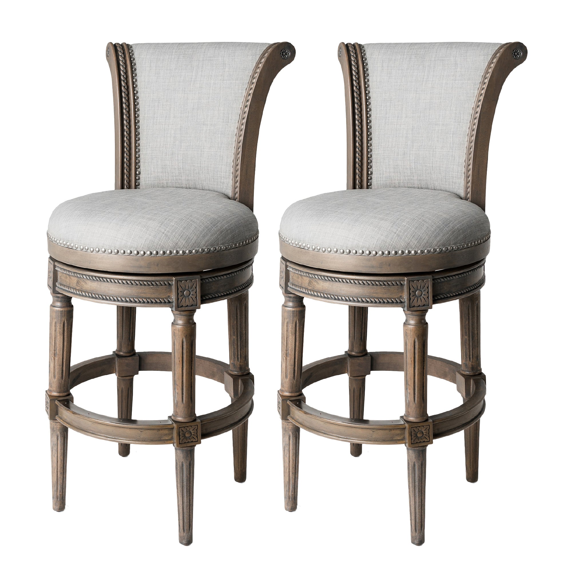 Maven Lane Pullman Swivel Stool, Reclaimed Oak, Bar Height (Open Box) (2 Pack) - VMInnovations