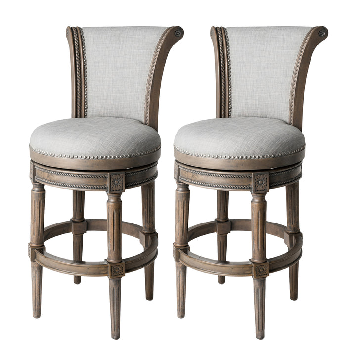 Maven Lane Pullman Swivel Stool, Reclaimed Oak, Bar Height (Open Box) (2 Pack) - VMInnovations