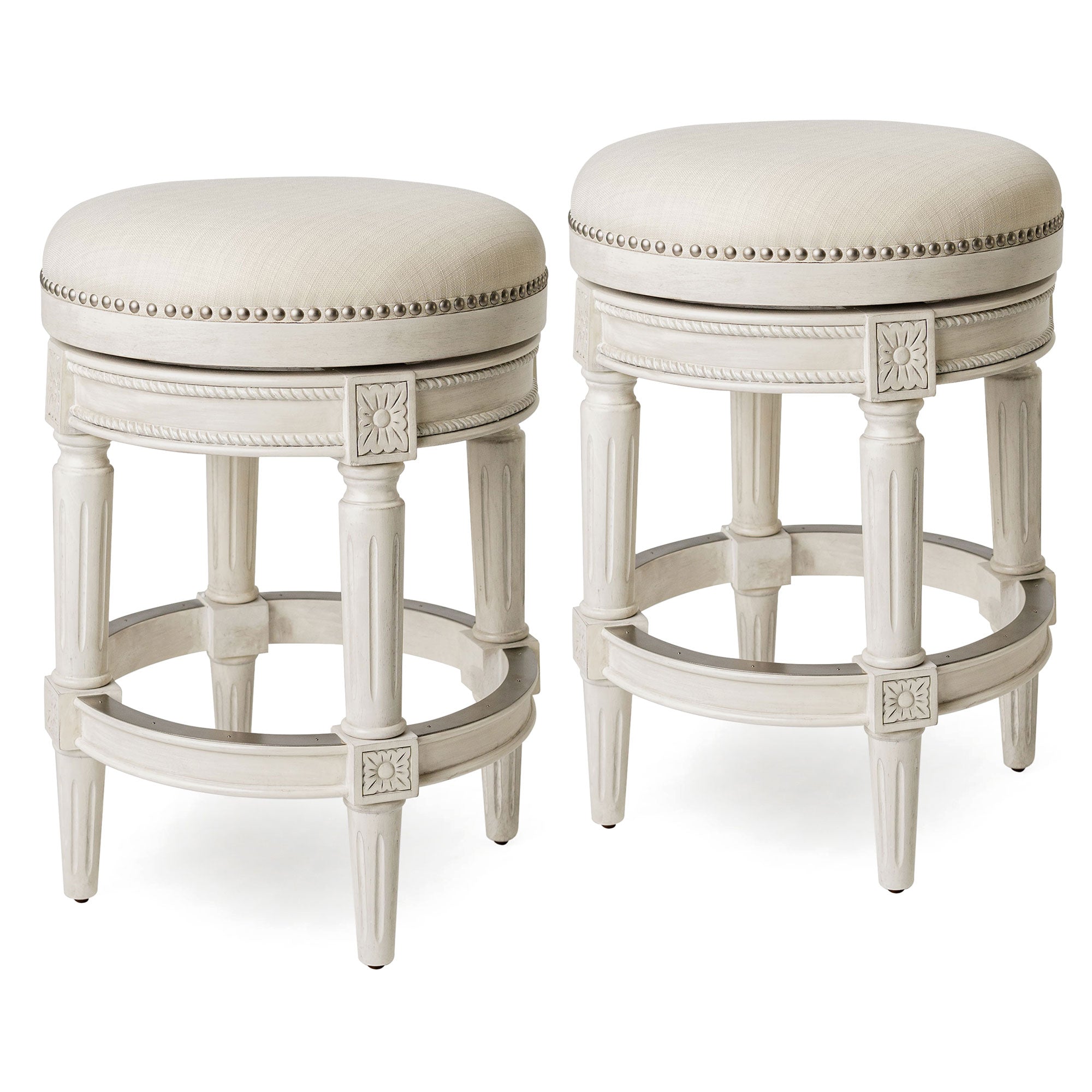 Maven Lane Pullman Swivel Bar Stool, White Oak,Counter Height(Open Box) (2 Pack) - VMInnovations