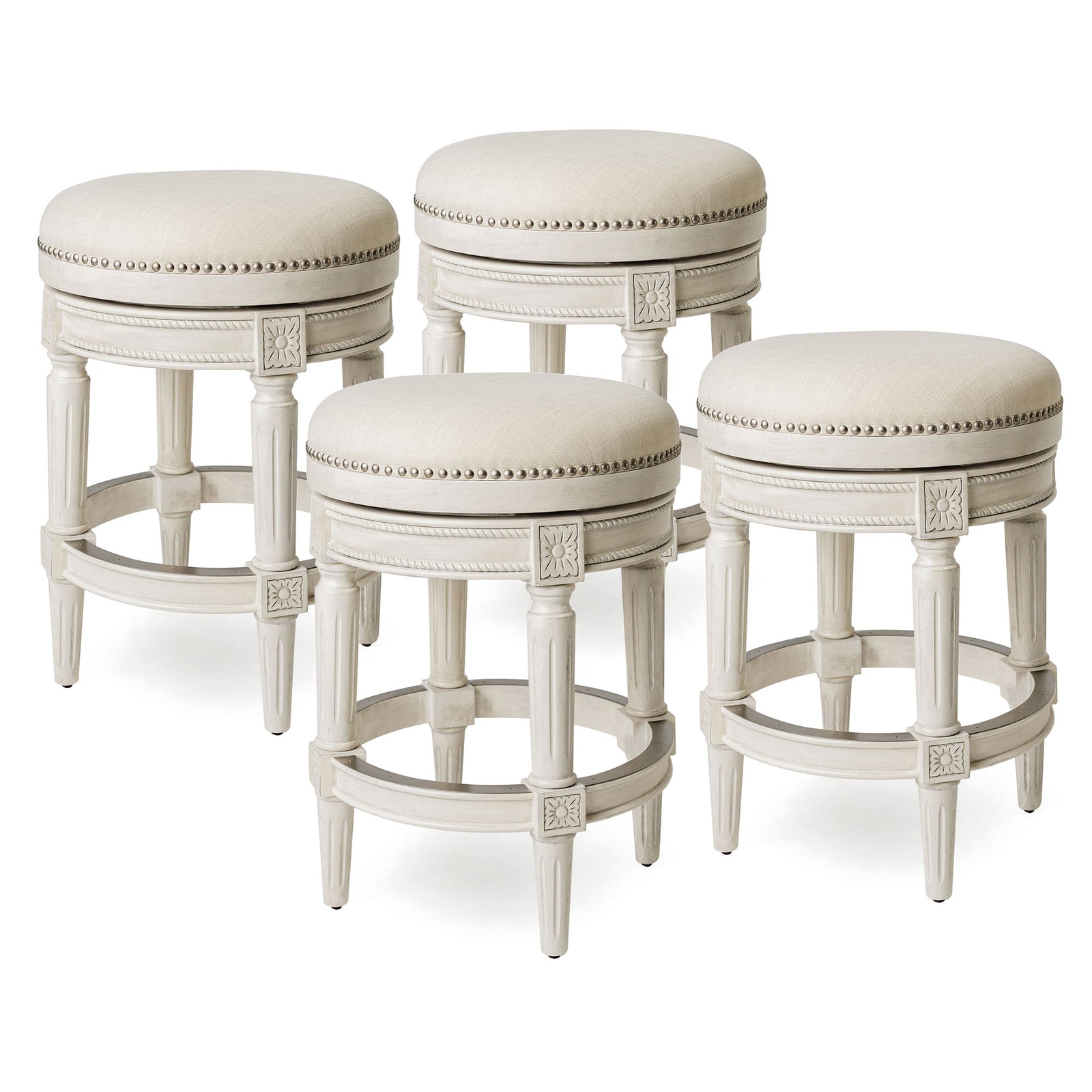 Maven Lane Pullman Swivel Bar Stool, White Oak,Counter Height(Open Box) (4 Pack) - VMInnovations