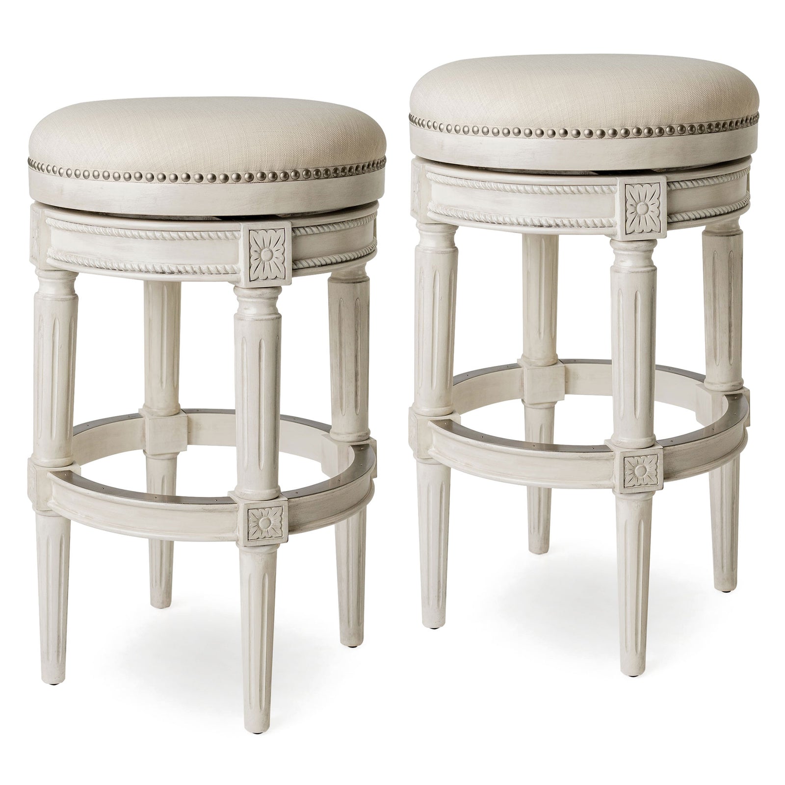 Maven Lane Pullman Swivel Bar Stool White Oak, Bar Height (Open Box) (2 Pack) - VMInnovations