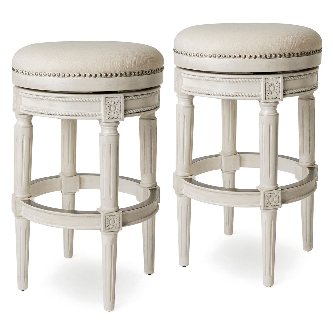 Maven Lane Pullman Kitchen Swivel Stool White Oak, Bar Height (Used) (2 Pack) - VMInnovations