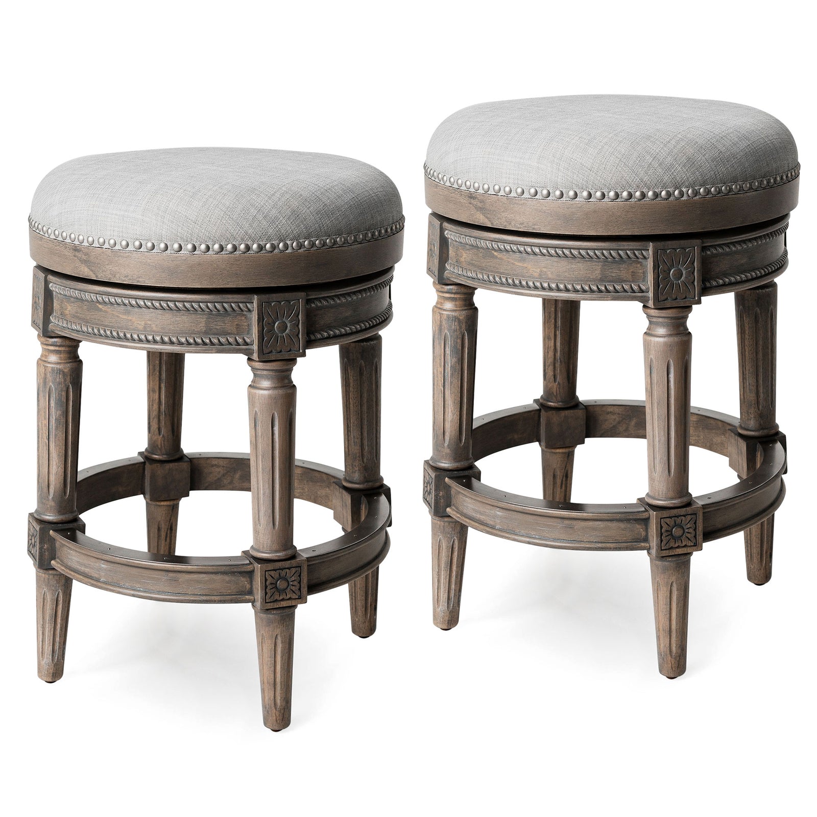Maven Lane Pullman Backless Swivel Counter Stool Reclaimed Oak (Used) (2 Pack) - VMInnovations