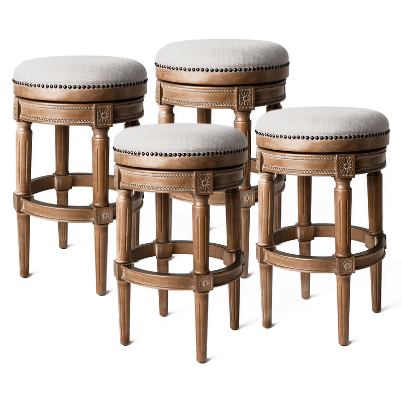 Maven Lane Pullman Swivel Stool, Weathered Oak, Bar Height (Open Box) (4 Pack)