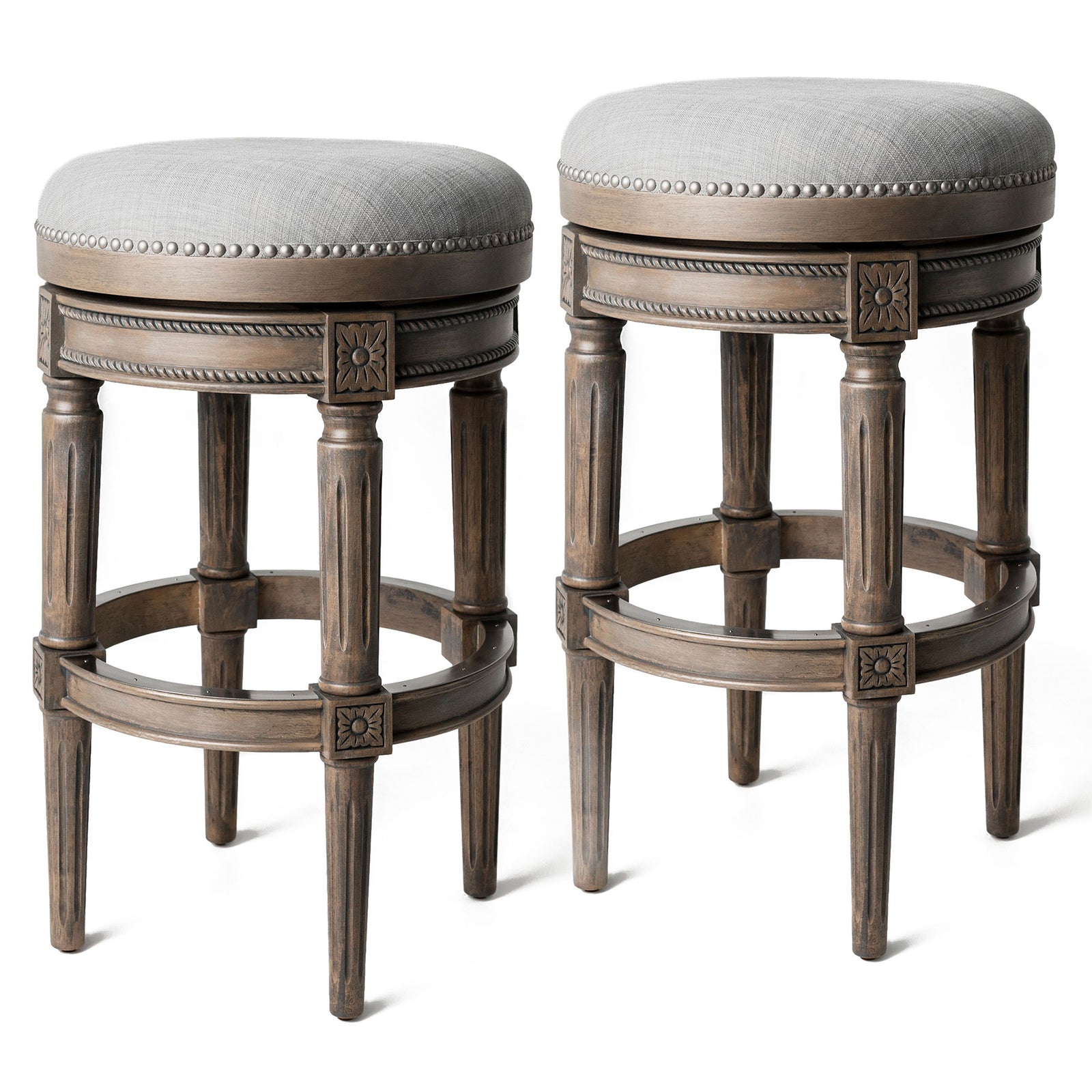 Maven Lane Pullman Swivel Stool, Reclaimed Oak, Bar Height (Open Box) (2 Pack) - VMInnovations