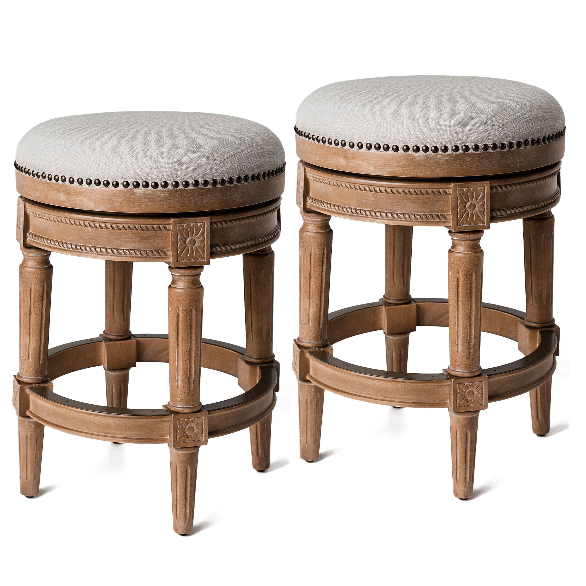 Maven Lane Pullman Bar Stool, Weathered Oak, Counter Height (Open Box) (2 Pack) - VMInnovations