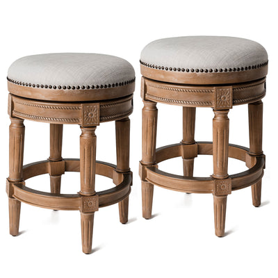 Maven Lane Pullman Bar Stool, Weathered Oak, Counter Height (Open Box) (2 Pack) - VMInnovations