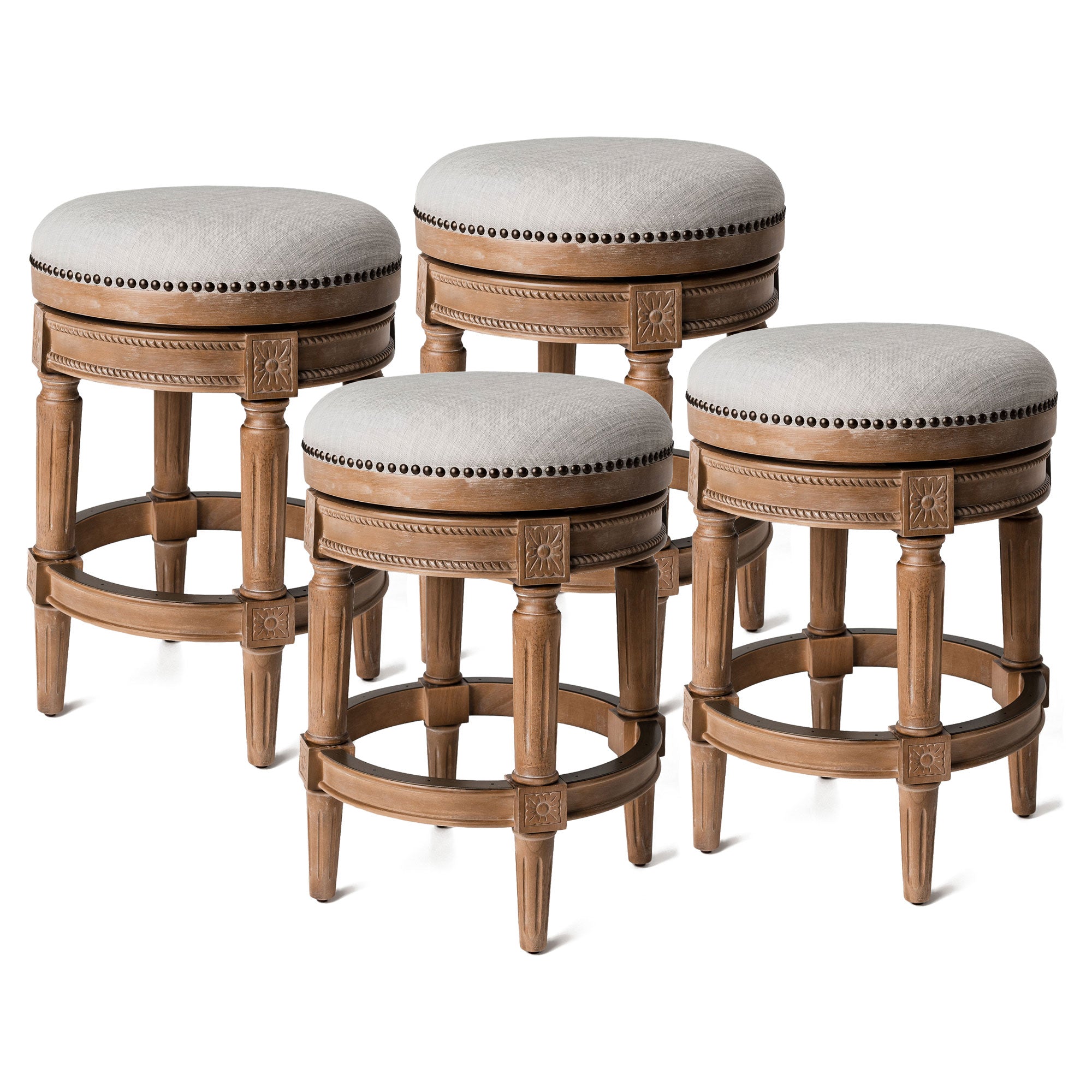 Maven Lane Pullman Bar Stool, Weathered Oak, Counter Height (Open Box) (4 Pack) - VMInnovations