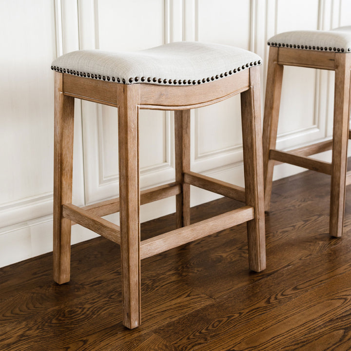 Maven Lane Adrien Kitchen Bar Stool 31"H, Weathered Oak Finish (For Parts)(2 Pk) - VMInnovations