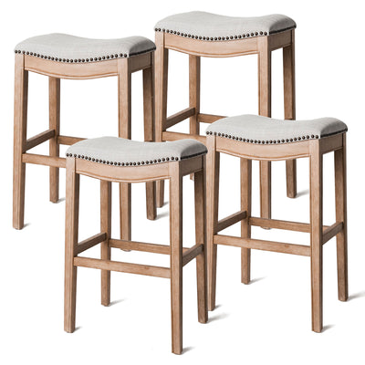 Maven Lane Adrien Kitchen Saddle Bar Stool, Weathered Oak (Open Box) (4 Pack)