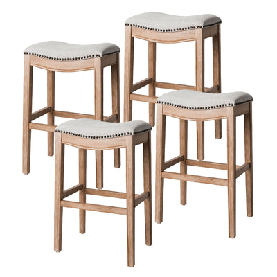 Maven Lane Adrien Kitchen Saddle Stool, Weathered Oak, Bar Height(Used) (4 Pack) - VMInnovations