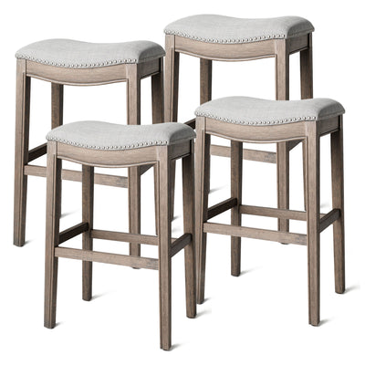 Maven Lane Adrien Saddle Bar Stool 31"H, Reclaimed Oak Finish(Open Box) (4 Pack)