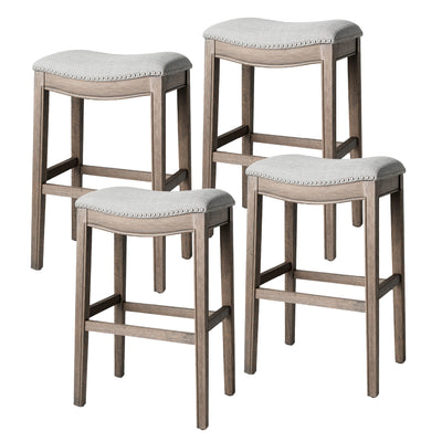 Maven Lane Adrien Saddle Bar Stool, Reclaimed Oak, Bar Height  (Used) (4 Pack) - VMInnovations