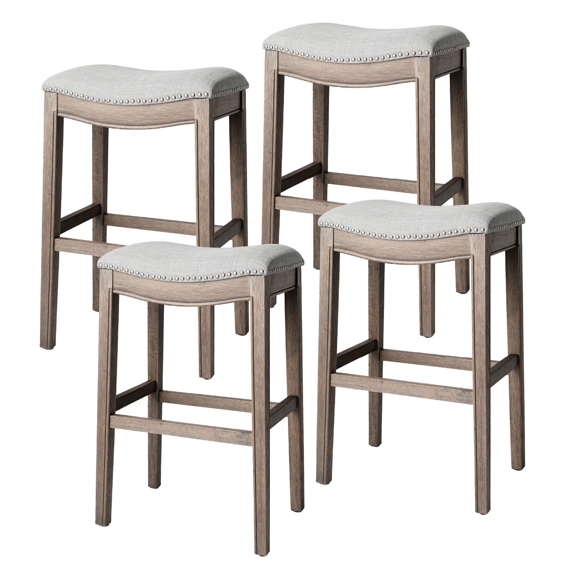 Maven Lane Adrien Saddle Bar Stool 31"H, Reclaimed Oak Finish(Open Box) (4 Pack)