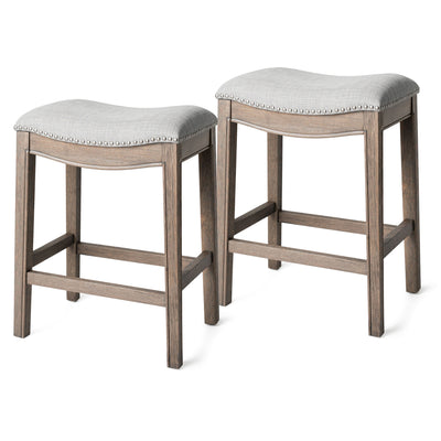 Maven Lane Adrien Saddle Counter Stool 25.7"H, Reclaimed Oak,(Open Box) (2 Pack)