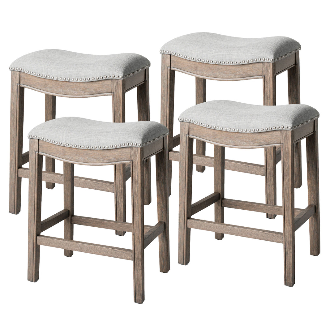 Adrien Backless Saddle Kitchen Stool 25.7"H, Reclaimed Oak (For Parts) (4Pk)