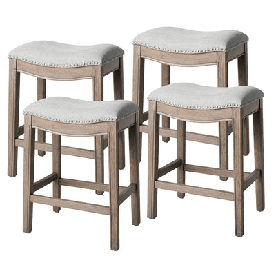 Adrien Backless Saddle Kitchen Stool 25.7"H, Reclaimed Oak (For Parts) (4Pk) - VMInnovations