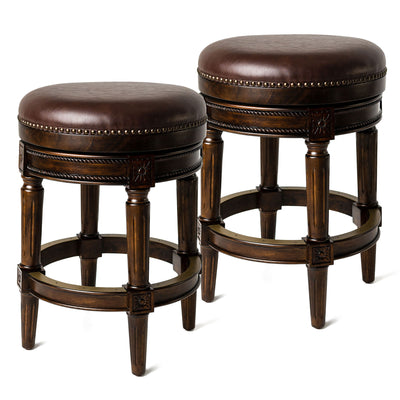 Maven Lane Pullman Swivel Stool, Dark Walnut, Counter Height (Open Box) (2 Pack)