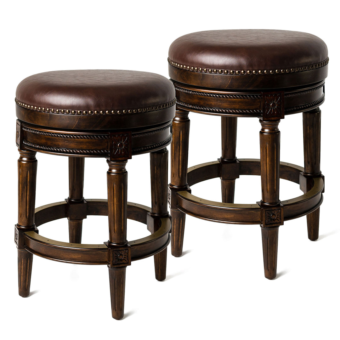 Maven Lane Pullman Backless Swivel Counter Stool, Dark Walnut (Used) (2 Pack) - VMInnovations