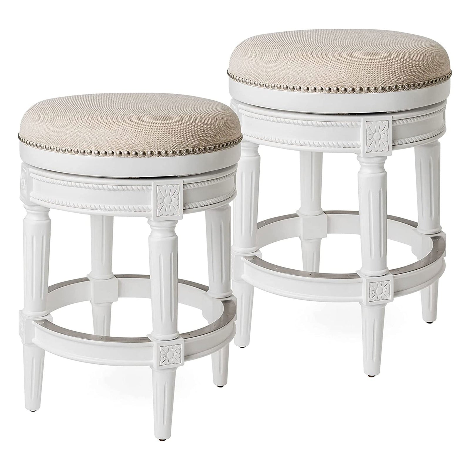 Maven Lane Pullman Bar Stool, Alabaster White,Counter Height (Open Box) (2 Pack) - VMInnovations