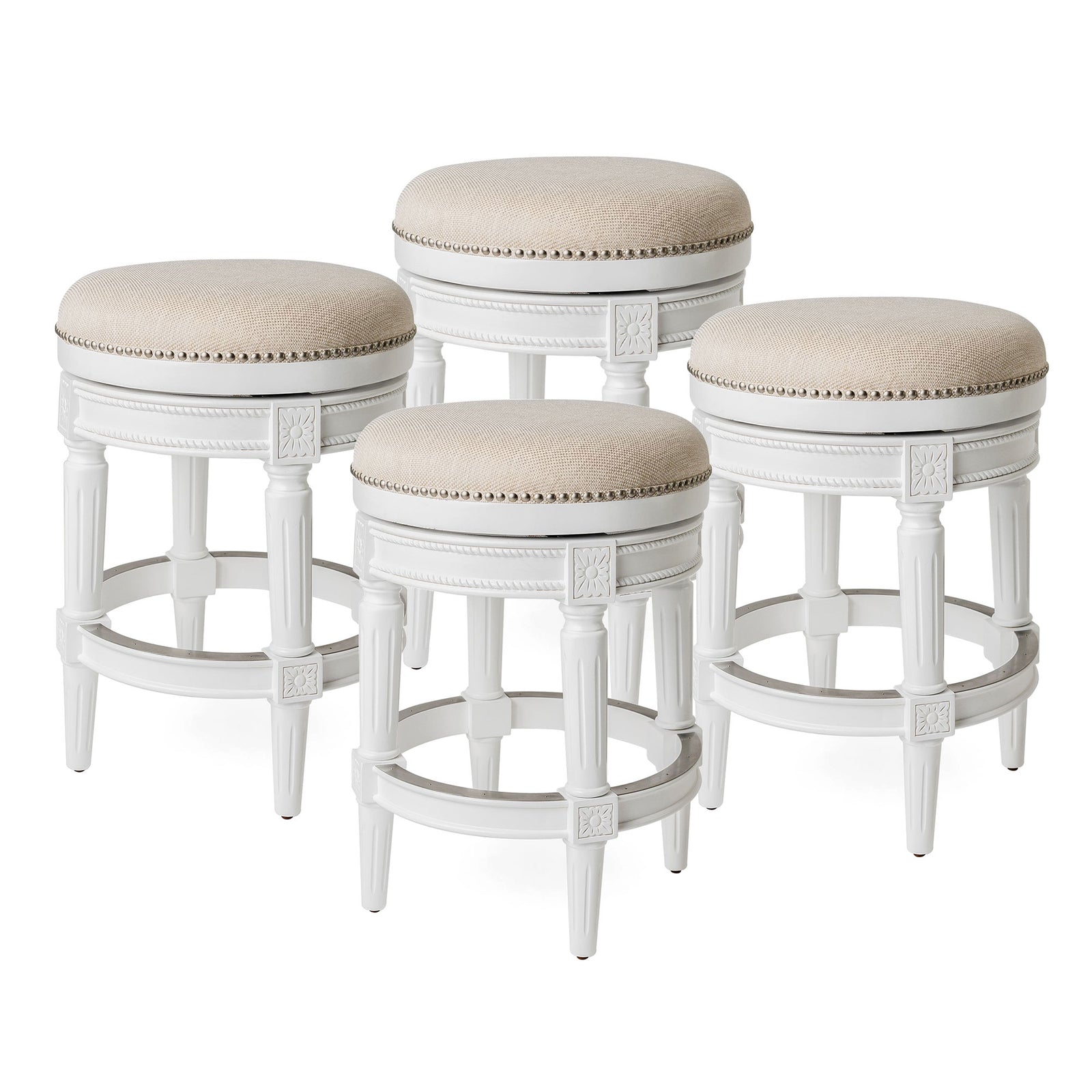 Maven Lane Pullman Bar Stool, Alabaster White,Counter Height (Open Box) (4 Pack) - VMInnovations