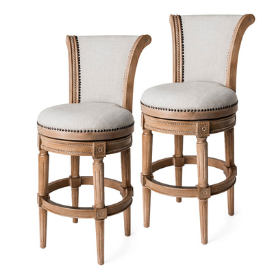 Maven Lane Pullman Swivel Bar Stool, Weathered Oak, Bar Height (Used) (2 Pack)